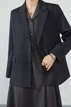 Elegant Striped Notch Blazer