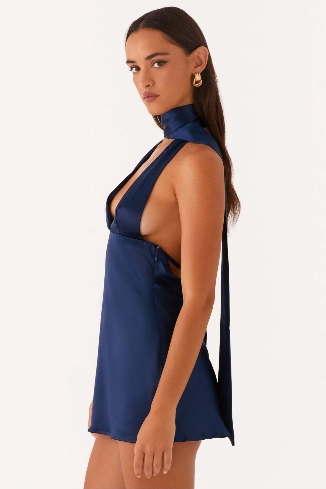 Deep V Backless Ribbon Cocktail Dress Main image
