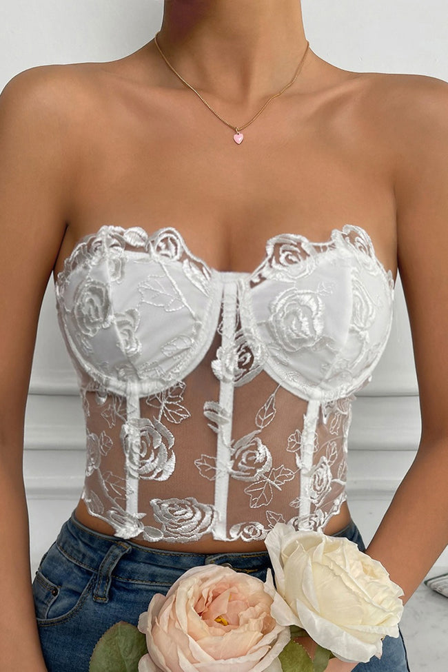 Lace 3D Flower Corset Tube Top Main image