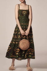 Ethnic Vintage Print A Line Boho Dres