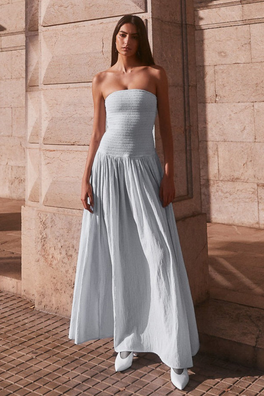 Solid Color Sleeveless Backless Ruched Corset Maxi Prom Dress Secondary image