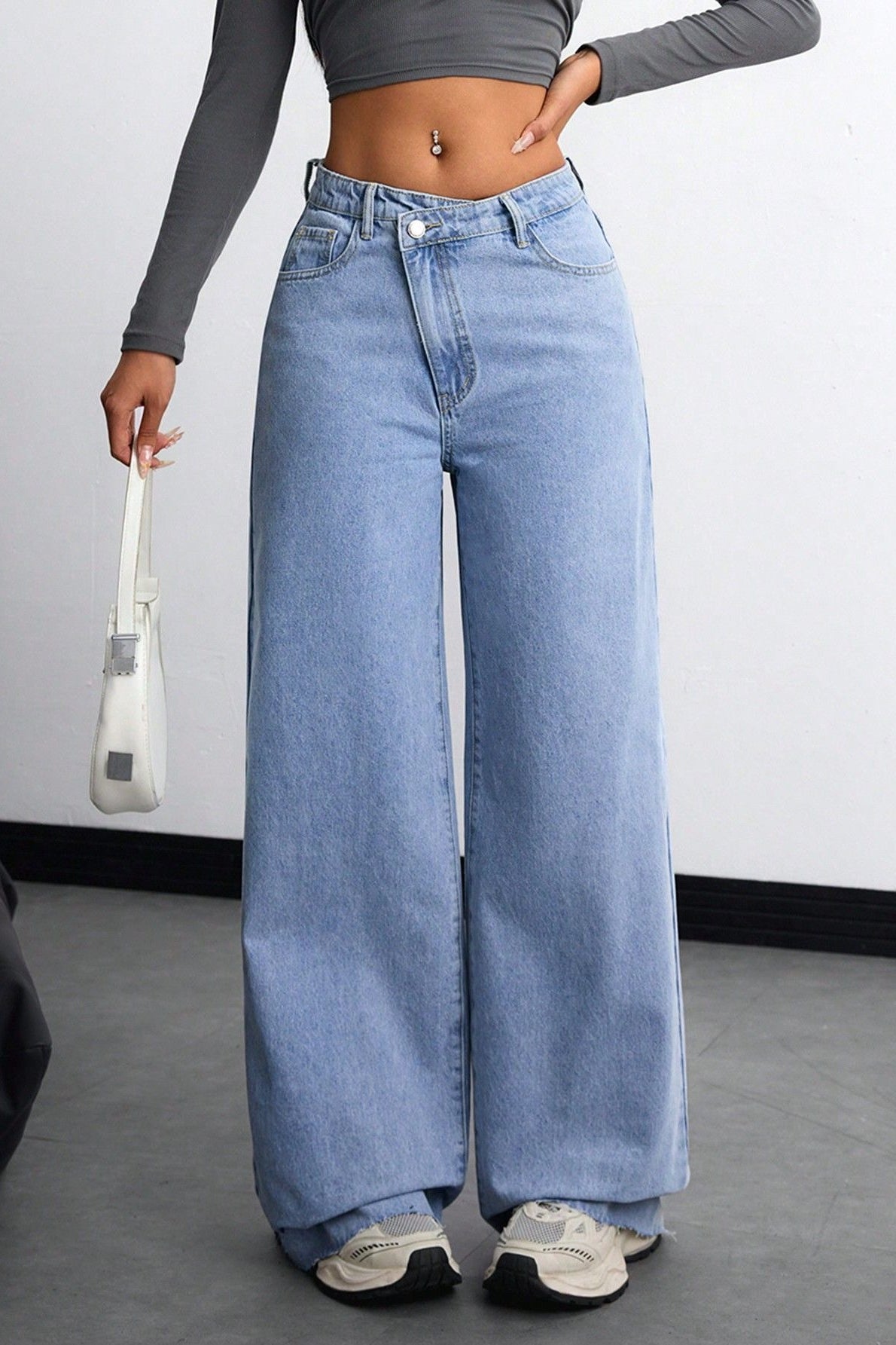 Light Washed High Waist Slim Wide Leg Jeans Main image
