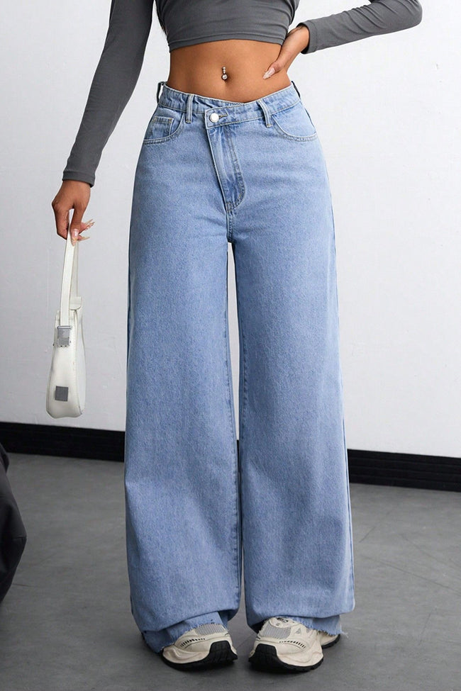 Light Washed High Waist Slim Wide Leg Jeans Main image