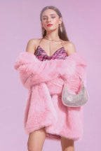 Solid Color Plush Trench Overcoat