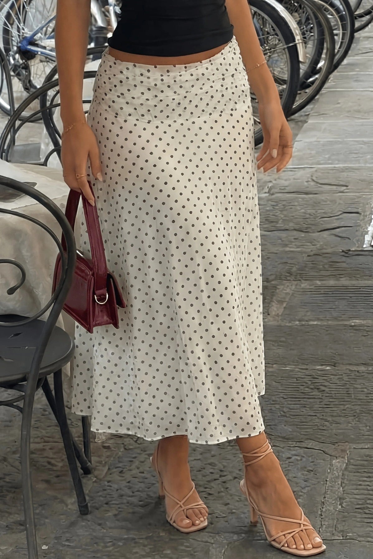 Polka Dot Sheer A-line Midi Skirt Secondary image