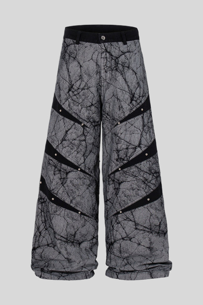 Crackle Print Tape Panel Wide Leg Jeans Main image