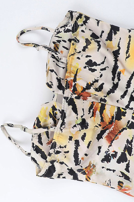 Tiger Print Cutout Cami Bodycon Mini Dress