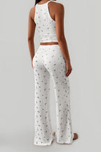 Floral Print Spaghetti Strap Top Straight Leg Pants Set