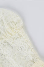 Pearl Button Sheer Lace Long Sleeve Blouse
