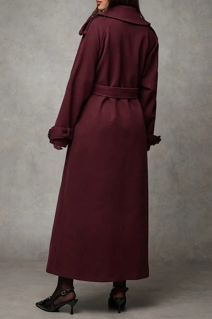 Long Notched Lapel Wool Blend Overcoat Secondary image