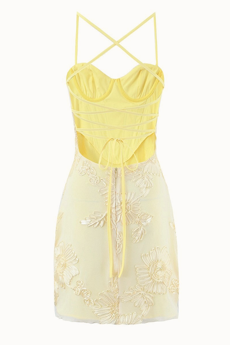 Floral Lace Corset Back Cocktail Dress