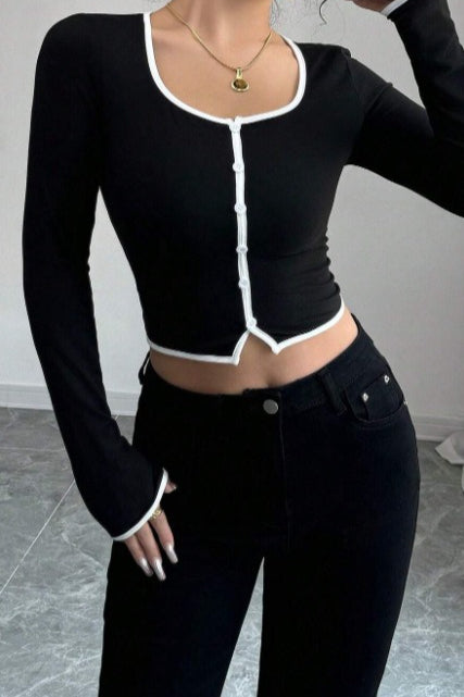 Ribbed Cropped Knit Top Main image