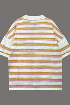 Striped Color Block Knit Shorts Set