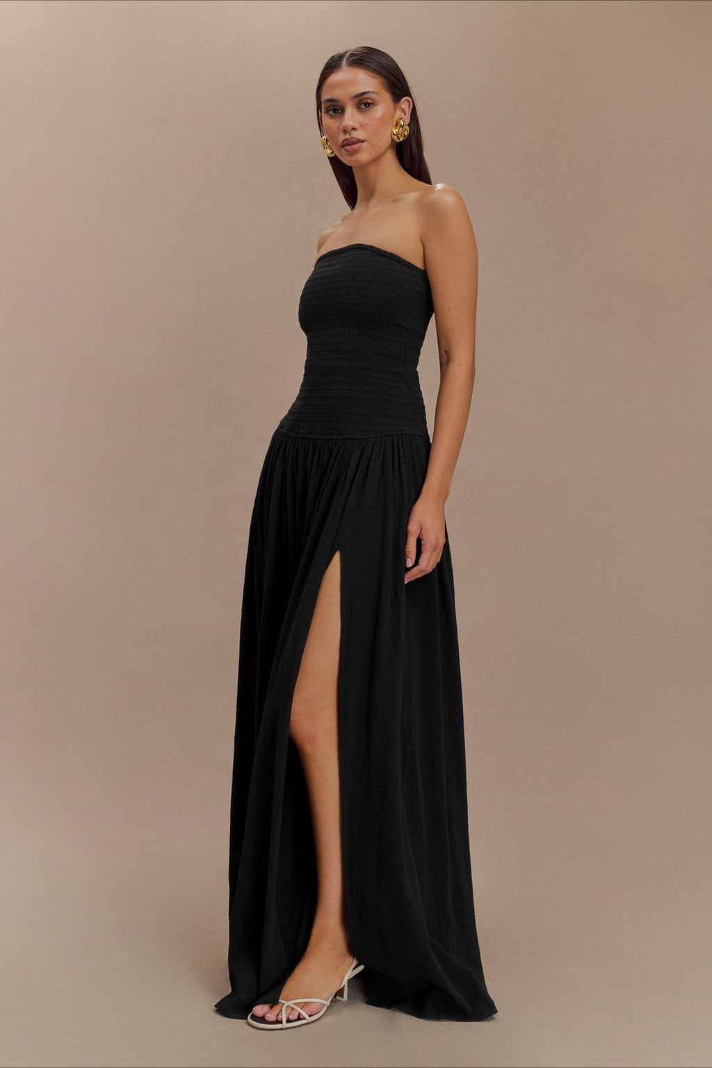 Solid Color Sleeveless Backless Ruched Corset Maxi Prom Dress