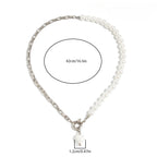 Crystal Heart Pearl Bead Choker Necklace