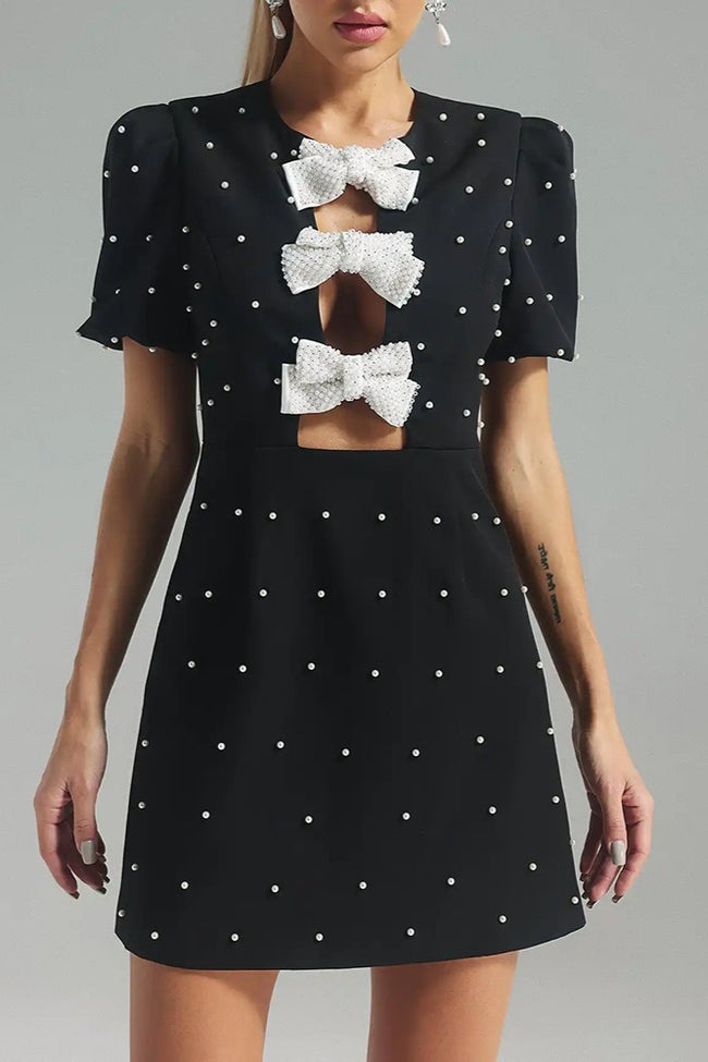 Bow Detail Paneled Mini Dress Main image