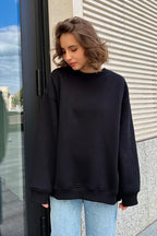 Solid Oversized Crew Neck Sweatshirt