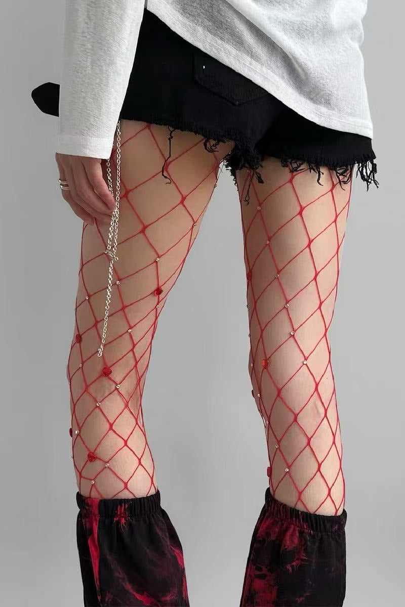 Heart Rhinestone Sparkle Mesh Tights Secondary image