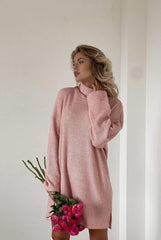 Solid Knit Pullover Sweater Dress