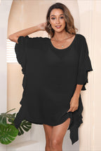 Solid Ruffle Loose Beach Style Cover Up