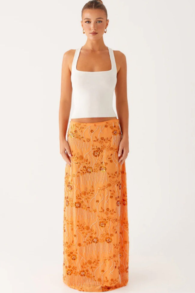 Beaded Sequin Embroidery Bodycon Maxi Skirt Main image