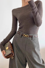 Fine Gauge Wool Ripple Stitch Knit Top