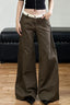 Retro Contrast Waistband Colorblock Wide Leg Jeans