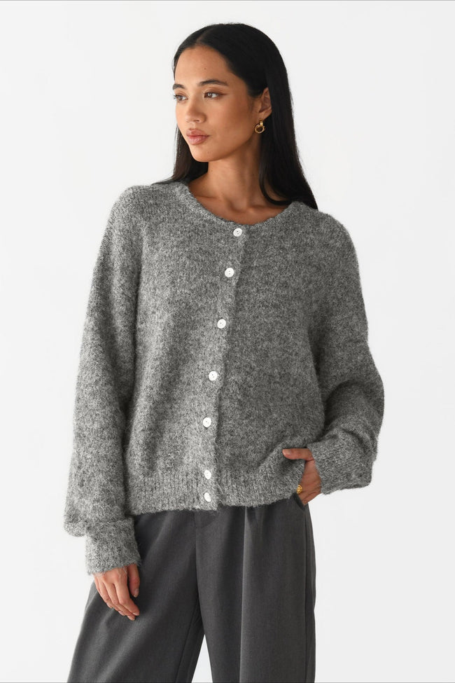 Solid Color Wool Blend Cardigan M / Grey Main image