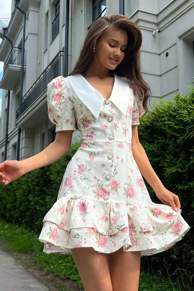 Puff Sleeve Ruffle Mini Floral Dress Main image