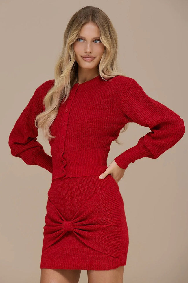 Single Breasted Knit Sweater Bodycon Skirt Skirt Set Main image