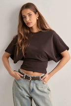 Solid Crew Neck Loose Fit Short Sleeve Tee