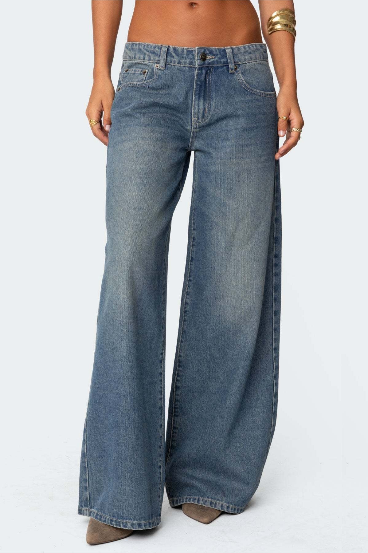Low Waist Printed Wide Leg Jeans Secondary image