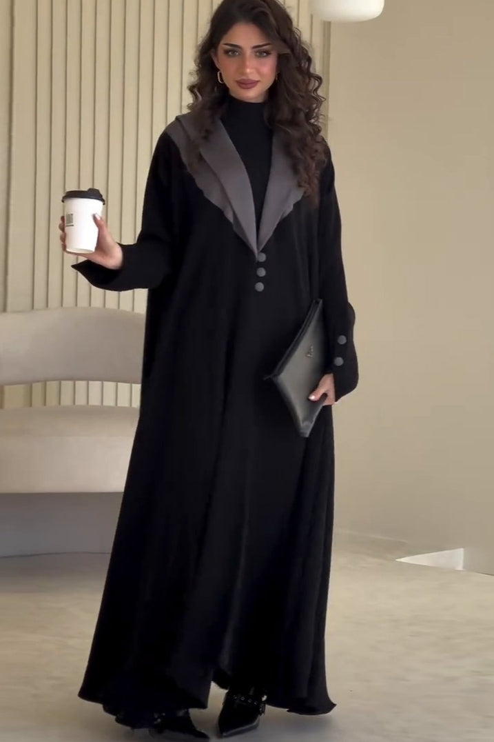 Long Contrast Color Trench Style Overcoat Secondary image