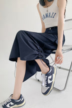 A-Line Gray Vintage Cargo High Slit Skirt