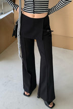 Faux Two Piece Skirt Overlay Flare Pants