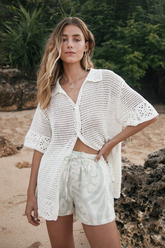 Casual Cardigan Crochet Hollow Blouse Main image
