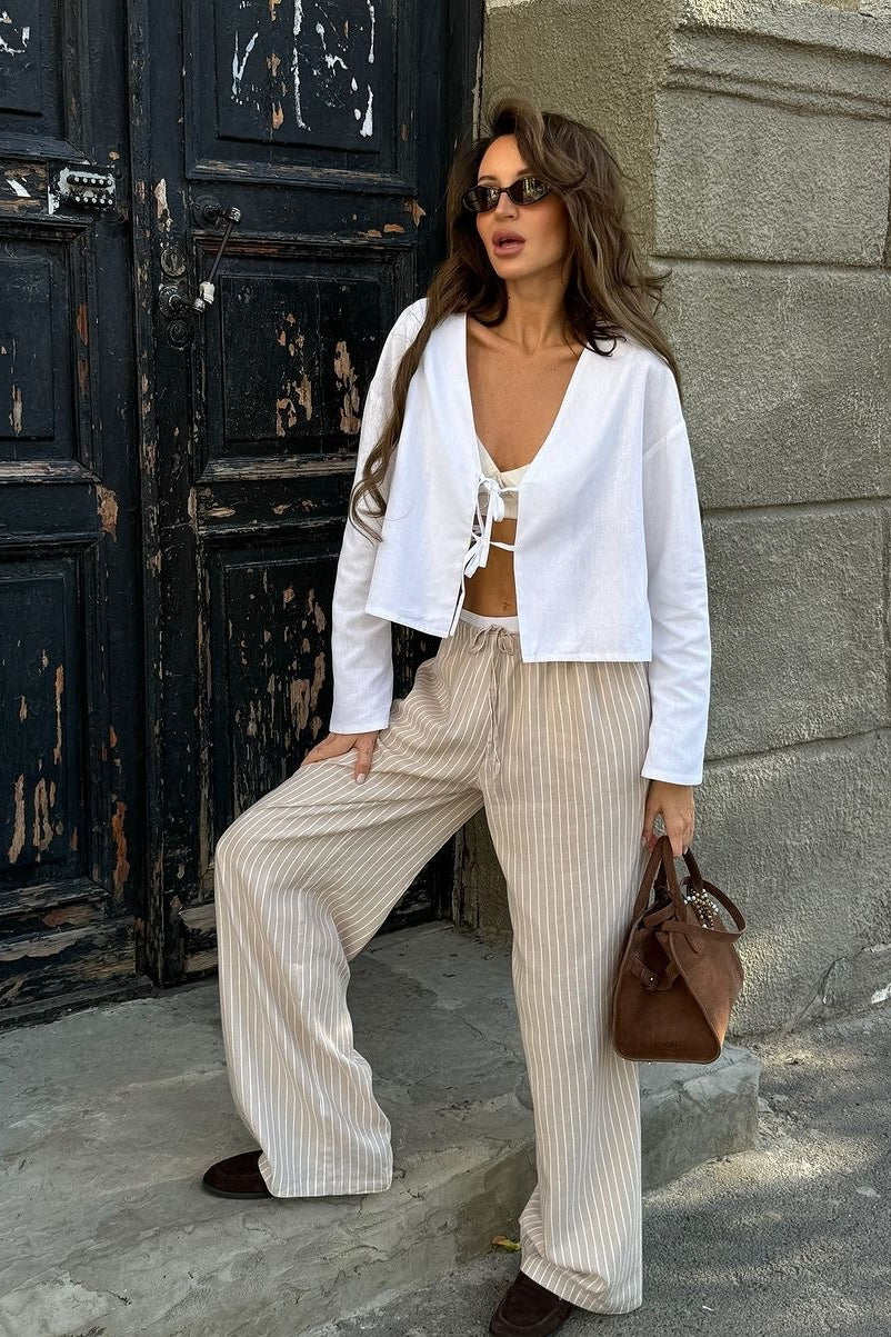 Deep V Neck Flare Sleeve Blouse Main image