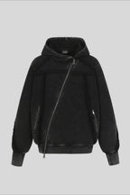 Deconstructed Seam Zip Pocket Pullover Hoodie