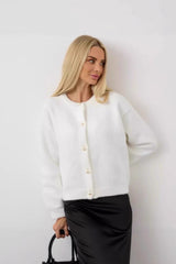 White Button Front Cardigan White / One Size
