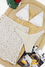 Chic Lace Halter Slim Fit Three Piece Swim Set