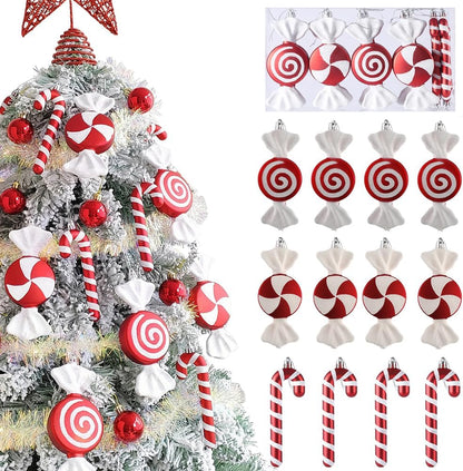 Candy Cane Lollipop Ornaments - Set of 14