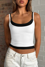 Faux Two Piece Spaghetti Strap Sexy Tank Top