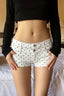 Polka Dot Low Rise Denim Mini Shorts