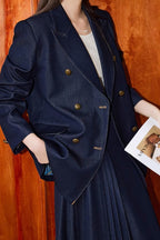 Double Breasted Twill Blazer