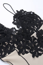 Lace Applique Contrast Slip Cocktail Dress