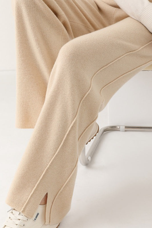 Wool Soft Straight Split Knit Pants Main image