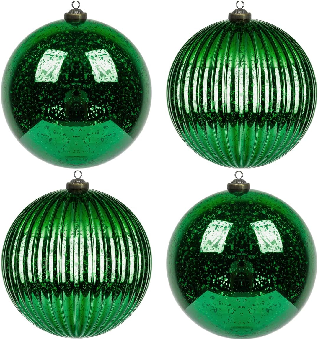 Red Christmas Ball Ornaments - Set of 4 - Shatterproof Vintage Mercury Balls