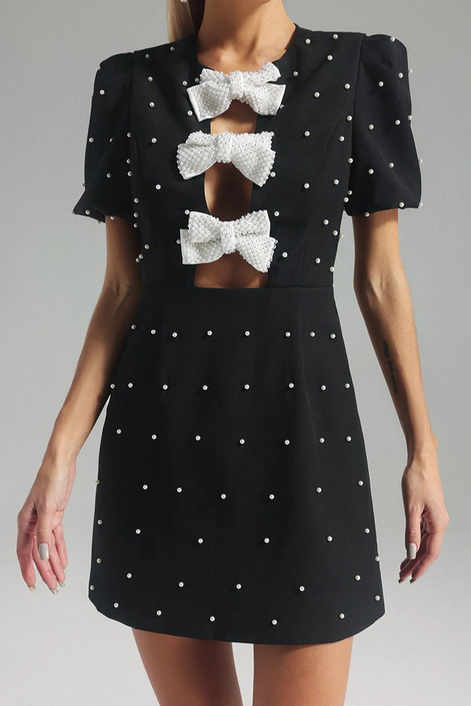 Bow Detail Paneled Mini Dress Secondary image