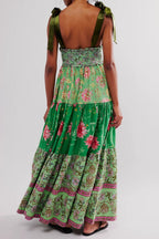 Vintage Print Cami Maxi Boho Dress