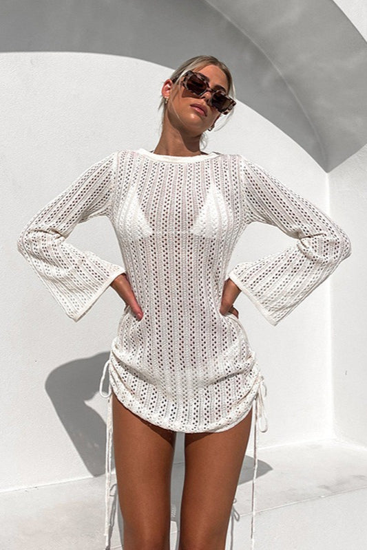 Cutout Round Neck Backless Boho Dress Main image